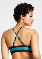Nike Women's Statement Stripe V-Neck Midkini Top - Black