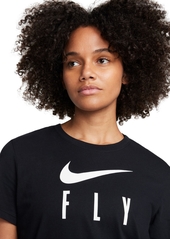 Nike Women's Swoosh Fly Dri-fit Crewneck Graphic T-Shirt - Black