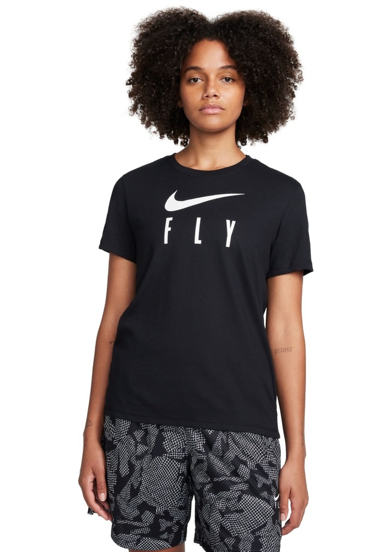 Nike Women's Swoosh Fly Dri-fit Crewneck Graphic T-Shirt - Black