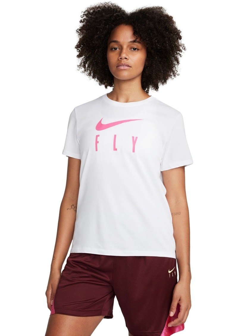 Nike Women's Swoosh Fly Dri-fit Crewneck Graphic T-Shirt - White