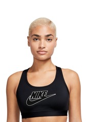 Nike Women's Swoosh Logo Medium-Support Padded Sport Bra - White
