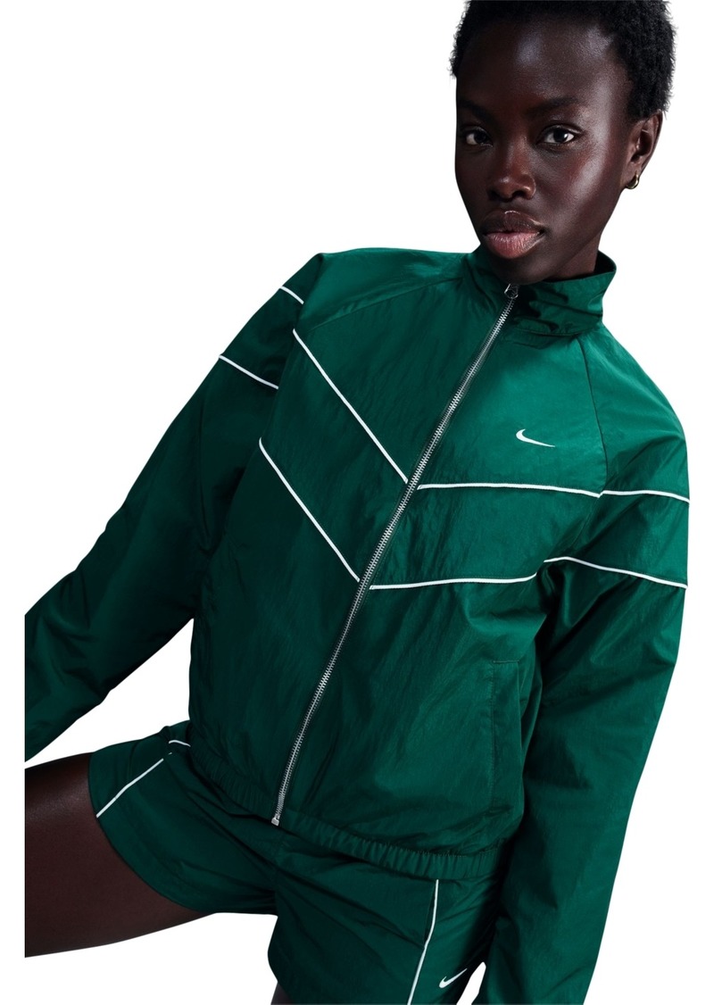 Nike Women's Windrunner Full-Zip Contrast-Trim Jacket - Gorge Green/sail