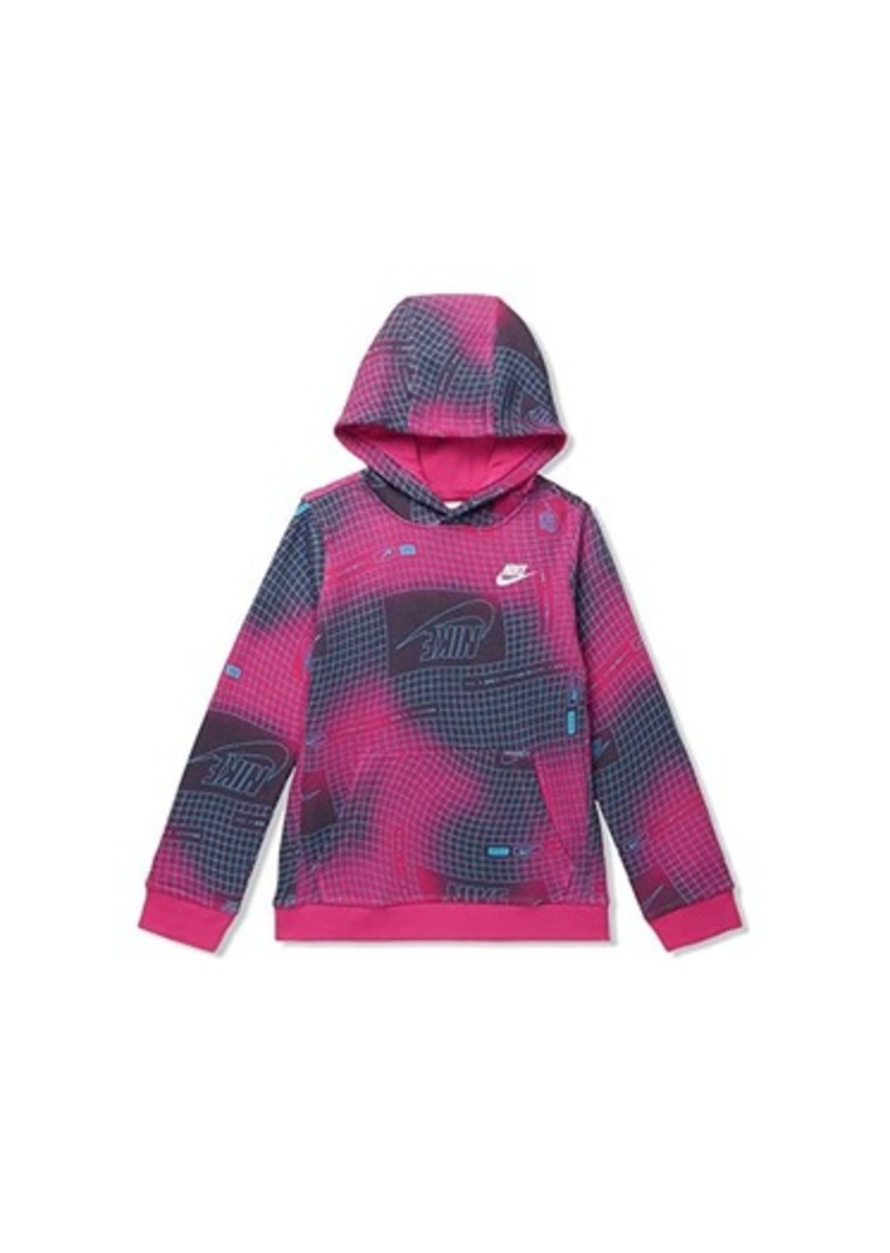 Nike NSW Club All Over Print Pullover Hoodie (Little Kids/Big Kids)