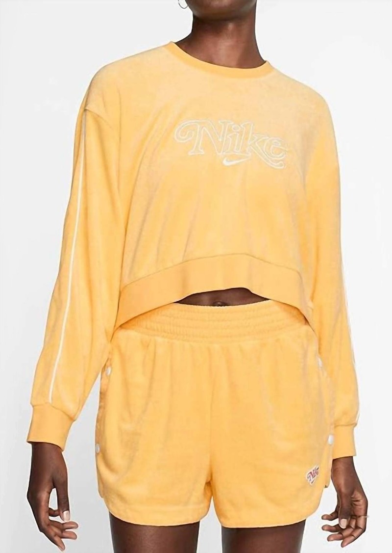 Nike Retro Femme Crew Terry Sweatshirt In Topaz Gold