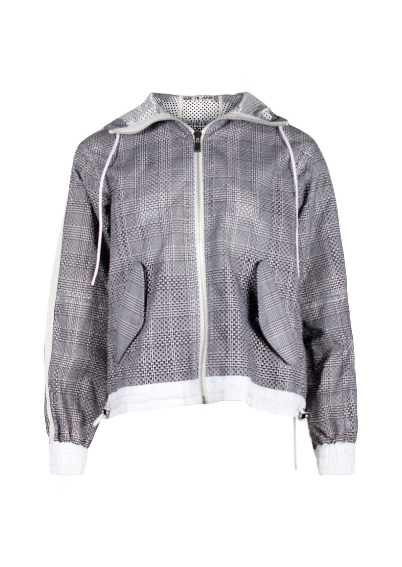 Nike Sacai Checked Hooded Jacket in Grey Polyester