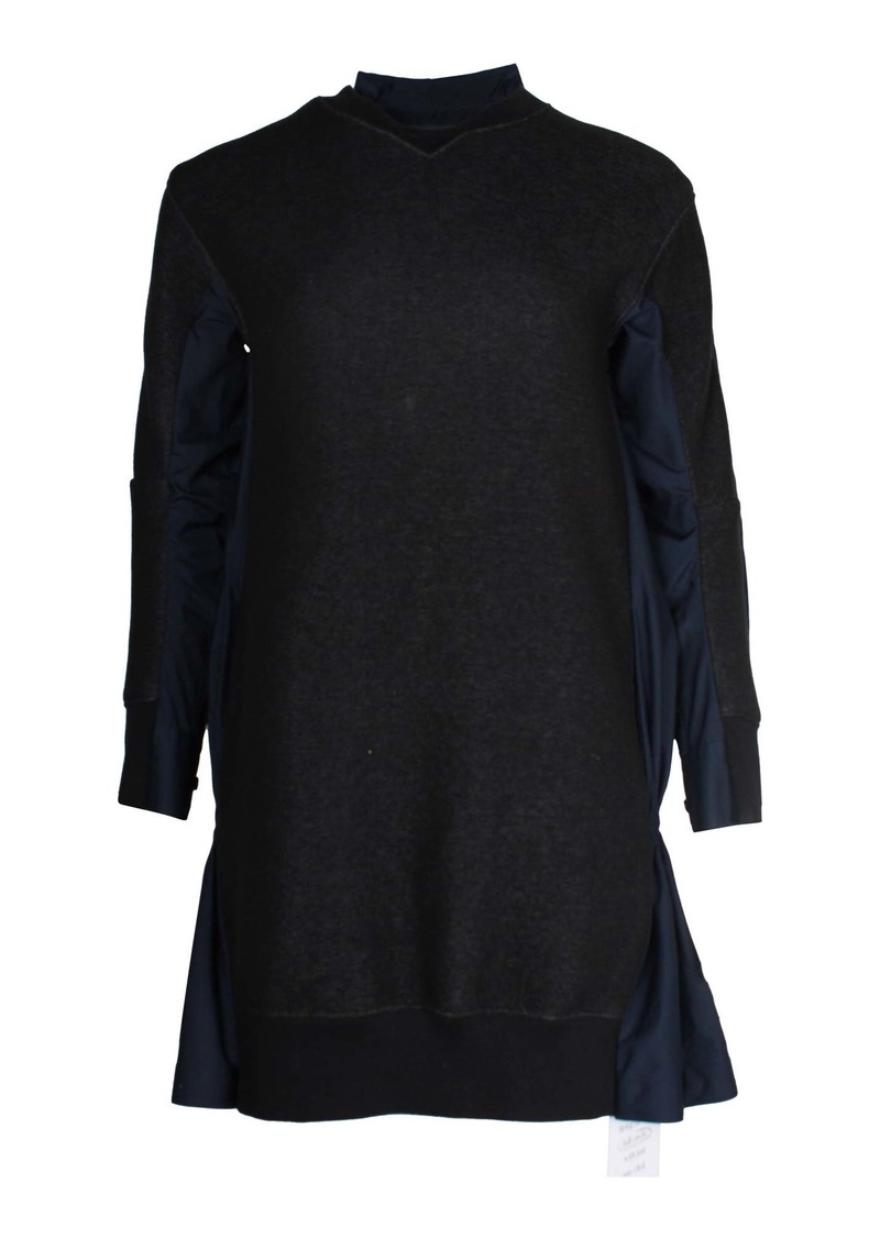 Nike Sacai Sweater Dress with Poplin Back in Black and Navy Blue Cotton