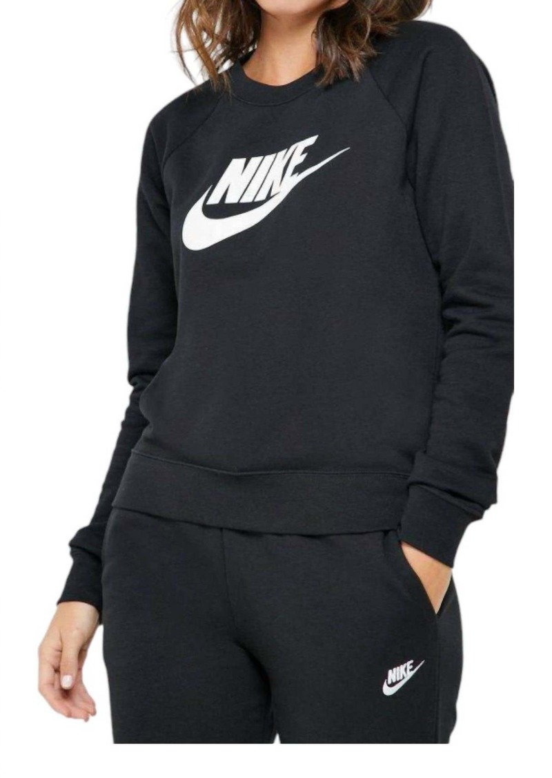 Nike Women's Essential Fleece Crew Sweatshirt In Black/white