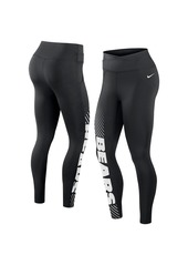 Women's Nike Black Chicago Bears Yard Line Crossover Leggings - Black