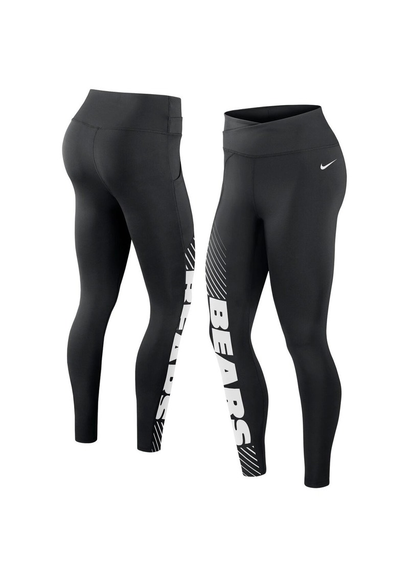 Women's Nike Black Chicago Bears Yard Line Crossover Leggings - Black