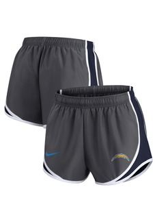 Women's Nike Charcoal Los Angeles Chargers Logo Performance Tempo Shorts - Charcoal