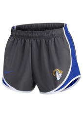 Women's Nike Charcoal Los Angeles Rams Logo Performance Tempo Shorts - Charcoal
