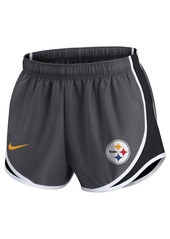 Women's Nike Charcoal Pittsburgh Steelers Plus Size Logo Performance Tempo Shorts - Charcoal