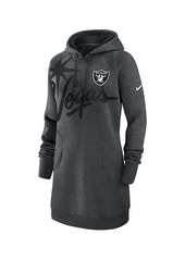 Women's Nike Heather Charcoal Las Vegas Raiders Fleece Raglan Hoodie Dress - Heather Charcoal