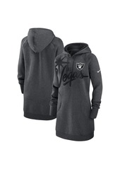 Women's Nike Heather Charcoal Las Vegas Raiders Fleece Raglan Hoodie Dress - Heather Charcoal