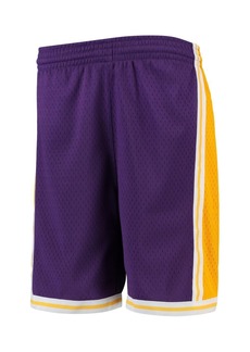 Nike Youth Boys Mitchell & Ness Purple Los Angeles Lakers Hardwood Classics Swingman Shorts - Purple