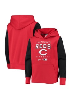Youth Boys Nike Red, Black Cincinnati Reds Authentic Collection Performance Pullover Hoodie