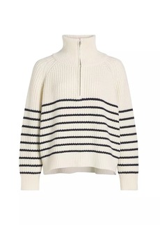 Nili Lotan Amelina Cashmere Striped Half-Zip Sweater