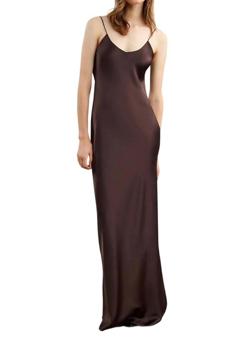 Nili Lotan Cami Silk Gown In Dark Brown