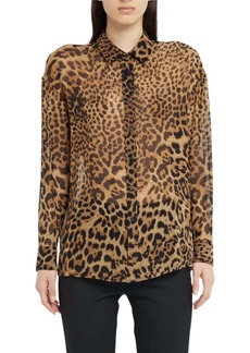 Nili Lotan Mathys Leopard Shirt In Brown Leopard