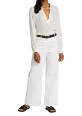 Nili Lotan Megan Brushed Stretch Twill Wide-Leg Pants