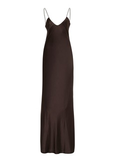 NILI LOTAN - Cami Bias-Cut Silk Gown - Brown - M - Moda Operandi