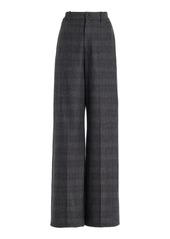 NILI LOTAN - Johan Checked Wool-Cashmere Wide-Leg Pants - Black - US 0 - Moda Operandi