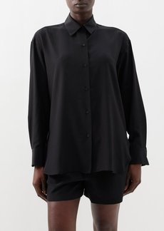 Nili Lotan - Julien Silk Crepe De Chine Shirt - Womens - Black