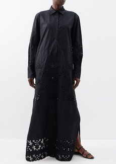 Nili Lotan - Louanne Embroidered Cotton Dress - Womens - Black