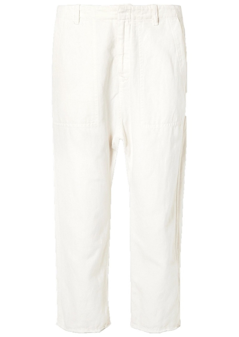 Nili Lotan - Luna cropped cotton and linen-blend twill pants - White - US 0