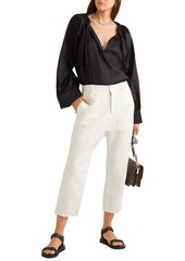 Nili Lotan - Luna cropped cotton and linen-blend twill pants - White - US 0