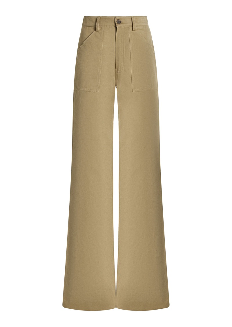 NILI LOTAN - Quentin Oversized Cotton Wide-Leg Pants   - Khaki - US 2 - Moda Operandi