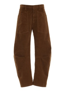 NILI LOTAN - Shon Mid-Rise Stretch-Cotton Barrel-Leg Pants - Brown - US 10 - Moda Operandi