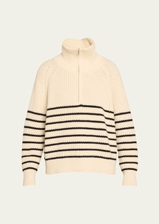 Nili Lotan Amelina Stripe Half-Zip Cashmere Sweater