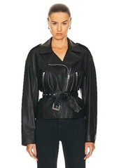 NILI LOTAN Aurelie Waisted Leather Jacket