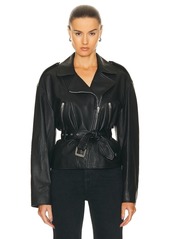 NILI LOTAN Aurelie Waisted Leather Jacket