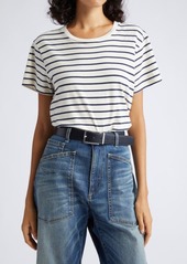 Nili Lotan Mariela Stripe Crewneck Cotton T-Shirt