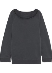 Nili Lotan Woman Luka Off-the-shoulder Distressed French Cotton-terry Sweatshirt Dark Gray
