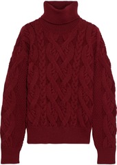 Nili Lotan Woman Wooster Cable-knit Merino Wool Turtleneck Sweater Claret