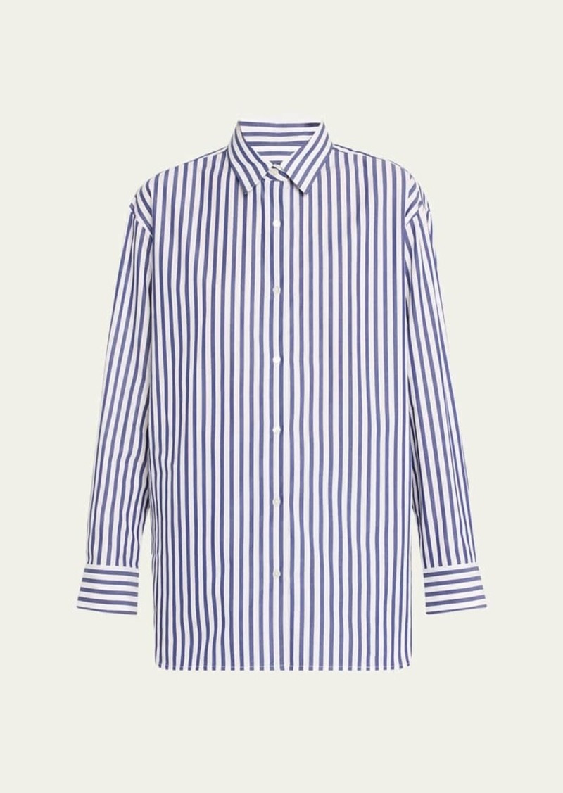 Nili Lotan Yorke Stripe Oversized Poplin Button Down Shirt