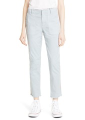 Nili Lotan Jenna Side Tape Crop Pants in Steel Blue With Red/ivory Tape at Nordstrom