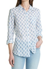 Nili Lotan Print Cotton Button-Up in Blue/White Paisley at Nordstrom
