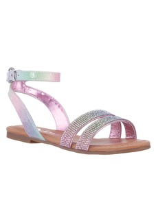 Nina Little Girls Cameena Fastening Strap Sandals - Pastel Rainbow Coated Glitter