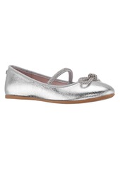 Nina Little Girls Rhinestone Embellishment Kendalla Ballet Flats - Silver Crackle Metallic