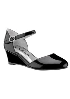 Nina Big Girls Lenora Wedge Dress Shoes - Black Patent