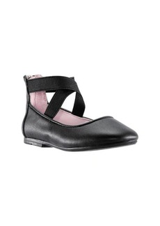 Nina Marissa Cross Strap Flat in Black Faux Leather at Nordstrom