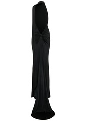 Nina Ricci Draped Halter Gown W/scarf