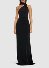 Nina Ricci Draped Halter Gown W/scarf