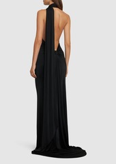 Nina Ricci Draped Halter Gown W/scarf