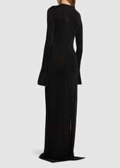 Nina Ricci Flared Cuff Cutout Jersey Long Dress