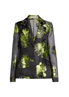Nina Ricci Metallic Floral Silk-Blend Blazer
